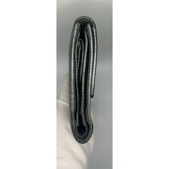 Chanel Metallic Grey Leather Long Wallet with CC Logo COA - Picture 8 of 16